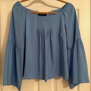 Nanette Lepore scoop neck blue flare sleeve blouse